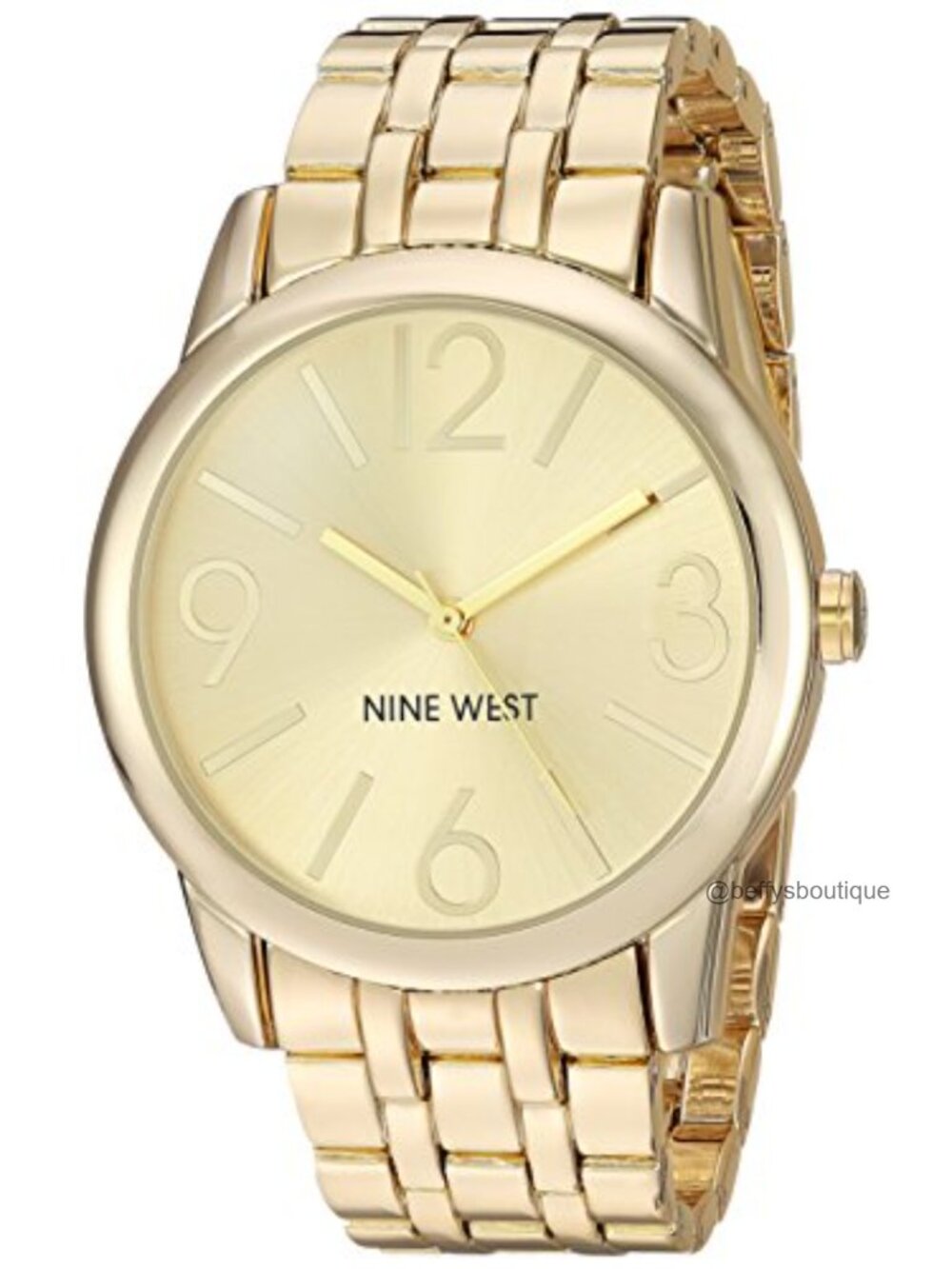 Nine West Gold-Tone Bracelet Watch with Sunray Dial and Japanese Quartz Movement
